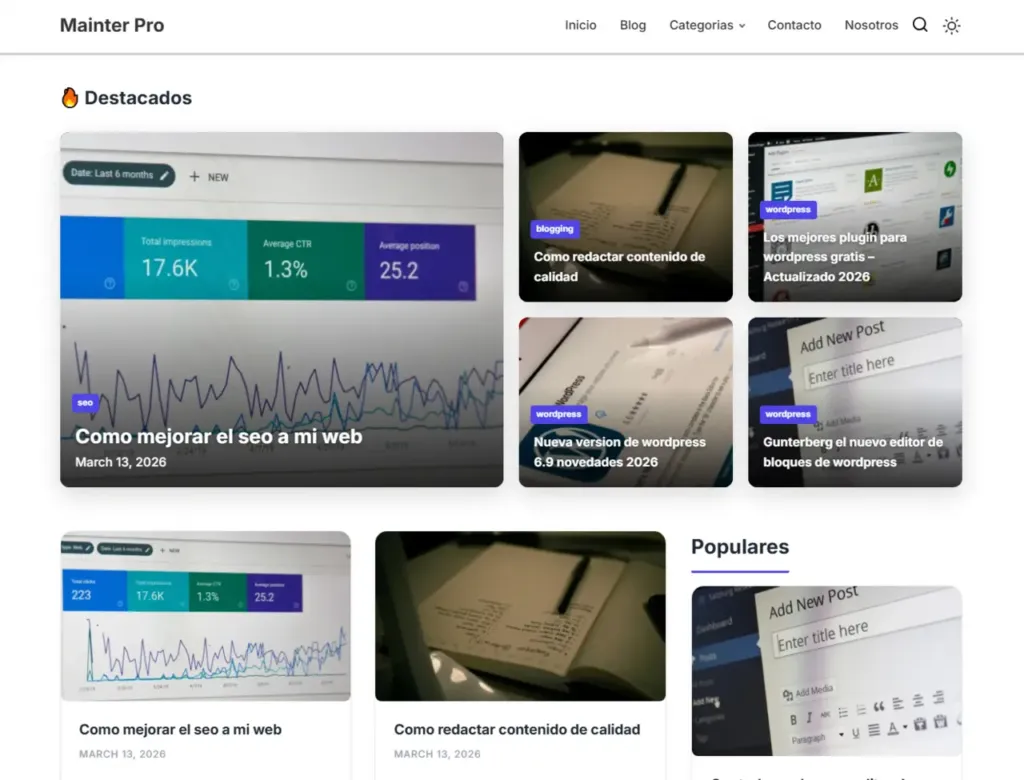 Mainter Theme: Plantilla para Blogger Optimizada para SEO