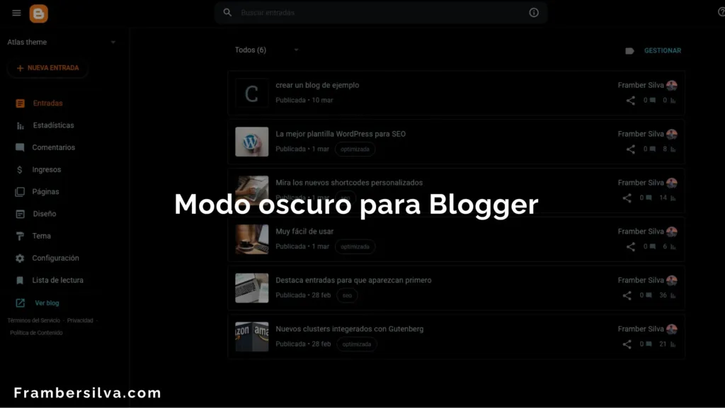 extension de modo oscuro para blogger